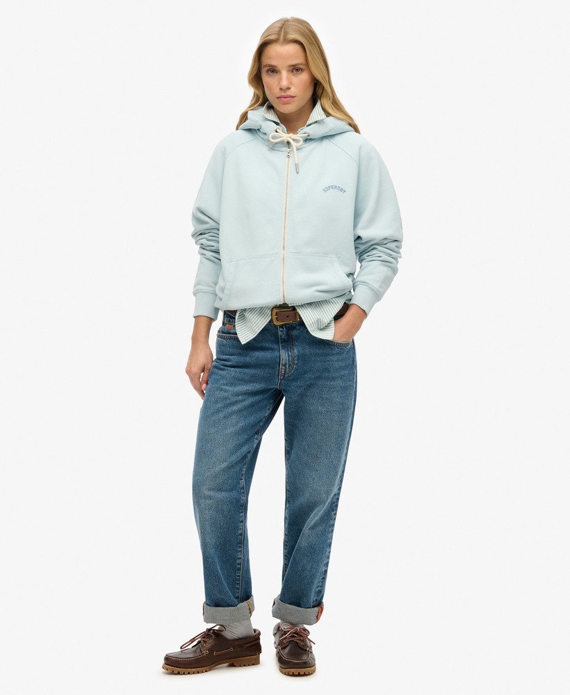 bluza z kapturem essential logo oversized raglan zip w kolorze zimowego błękitu