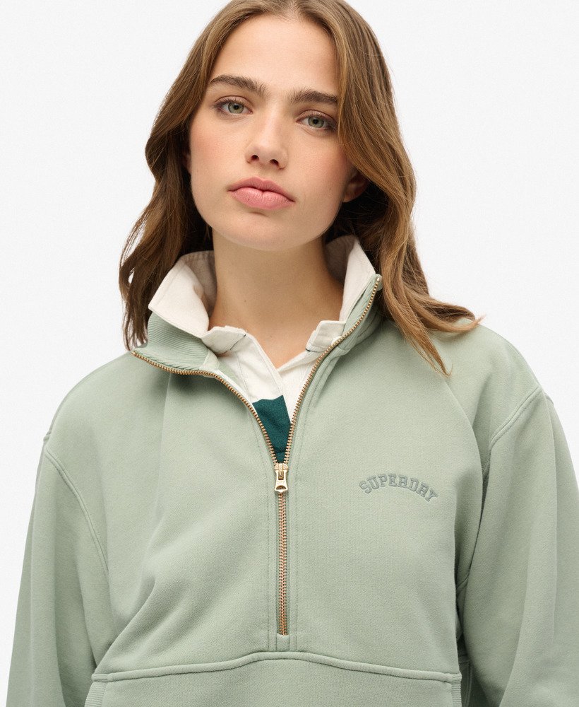 bluza essential logo oversize z zamkiem błyskawicznym do połowy w kolorze lily pad green