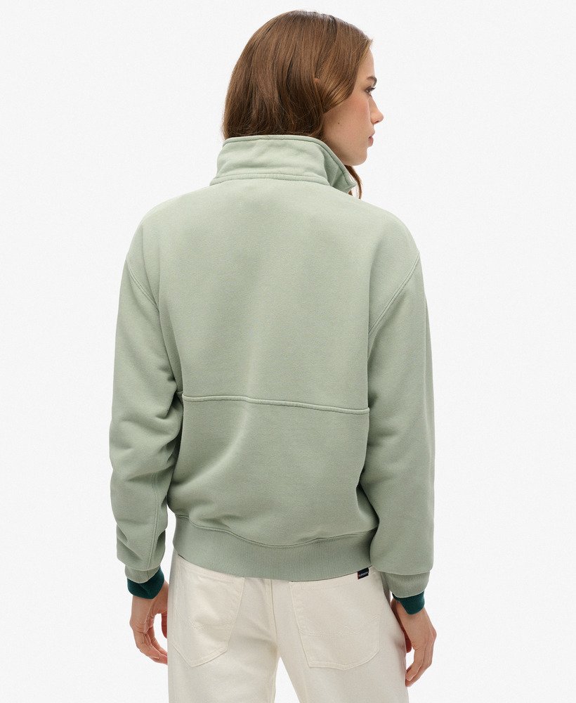 bluza essential logo oversize z zamkiem błyskawicznym do połowy w kolorze lily pad green