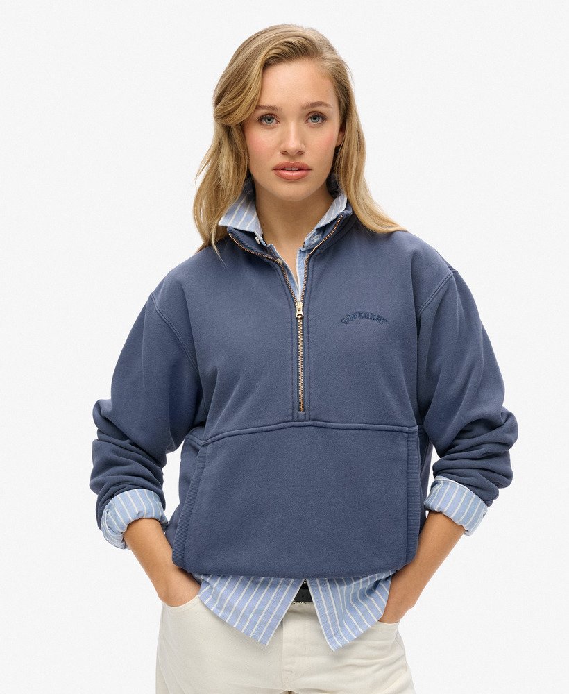 bluza essential logo oversize z zamkiem błyskawicznym do połowy w kolorze lauren navy
