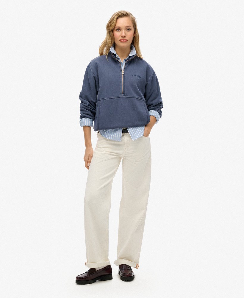 bluza essential logo oversize z zamkiem błyskawicznym do połowy w kolorze lauren navy