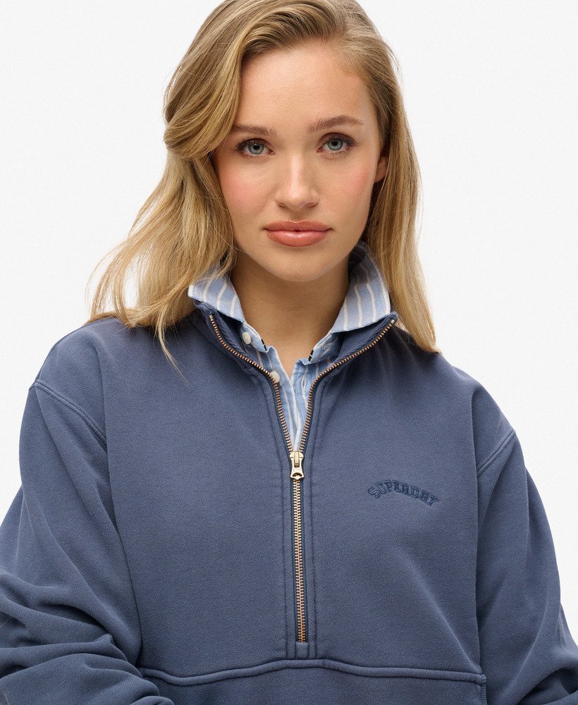 bluza essential logo oversize z zamkiem błyskawicznym do połowy w kolorze lauren navy