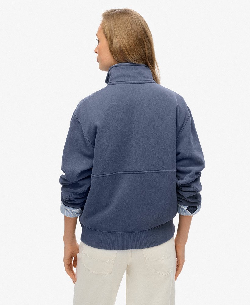 bluza essential logo oversize z zamkiem błyskawicznym do połowy w kolorze lauren navy