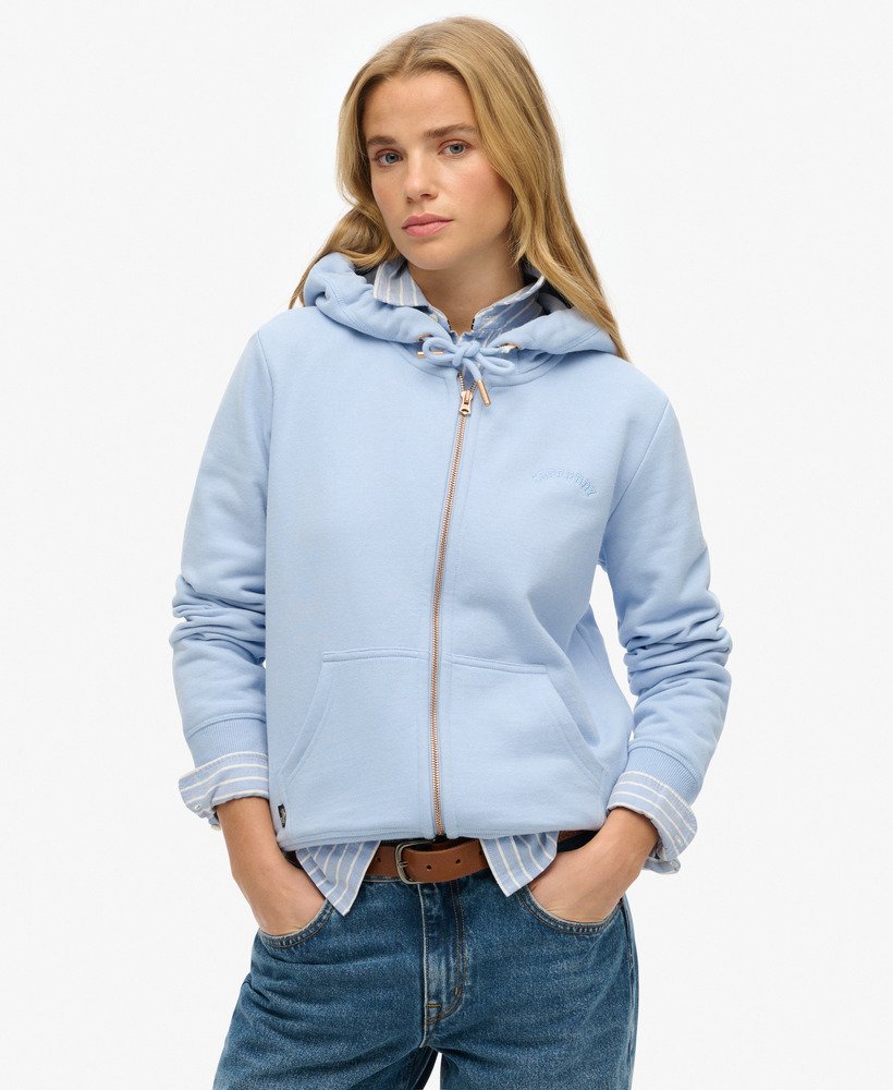 bluza z kapturem essential logo na zamek w kolorze rich blue