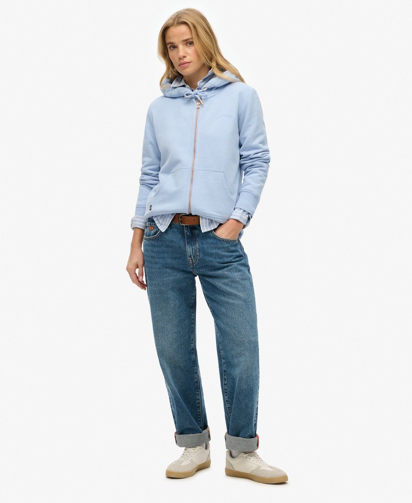 bluza z kapturem essential logo na zamek w kolorze rich blue