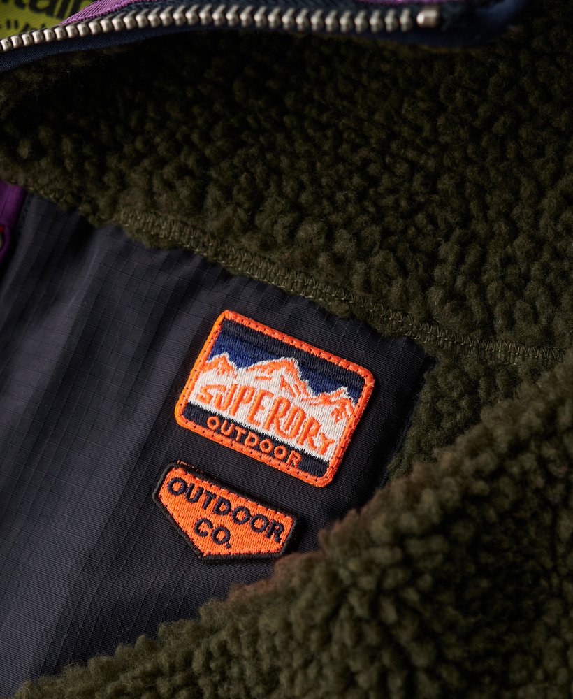klasyczny sweter z polaru w stylu retro zapinany na suwak w kolorze khaki