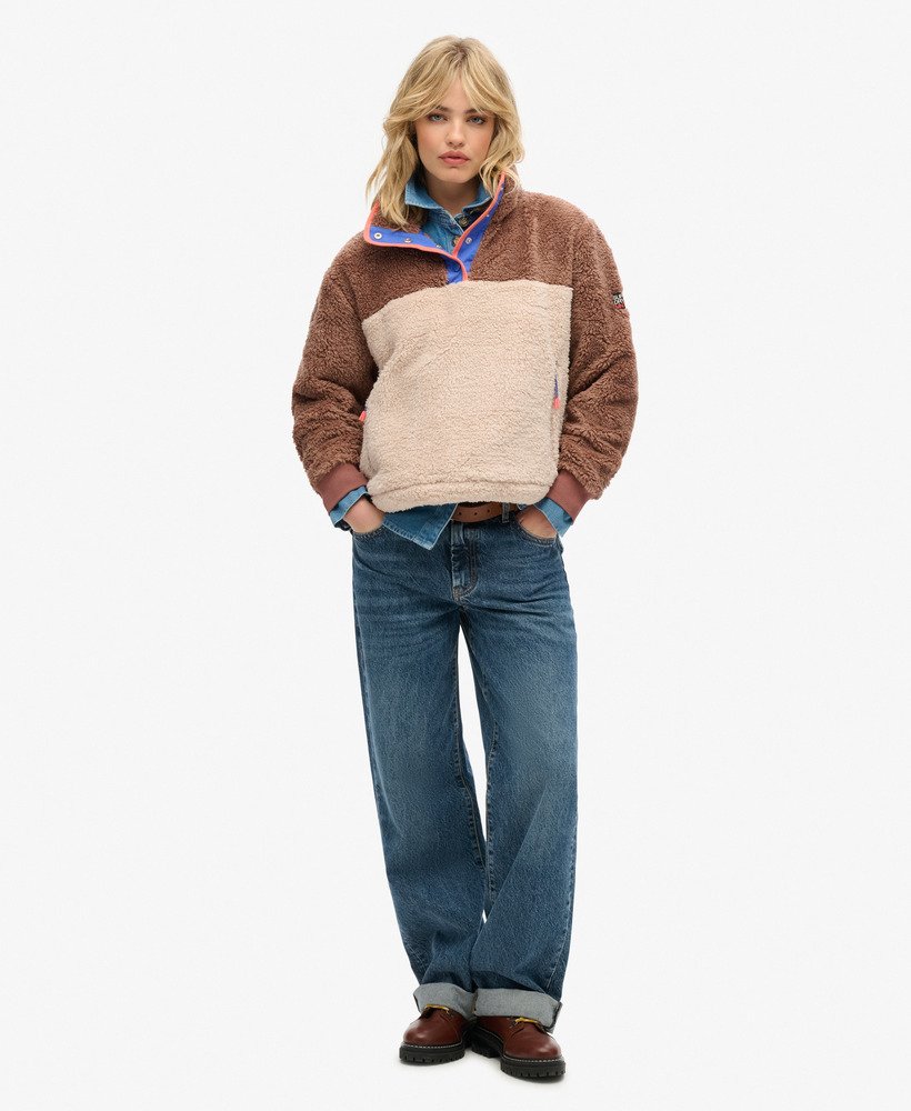 super soft mash up henley jumper w kolorze nutmeg spice brown