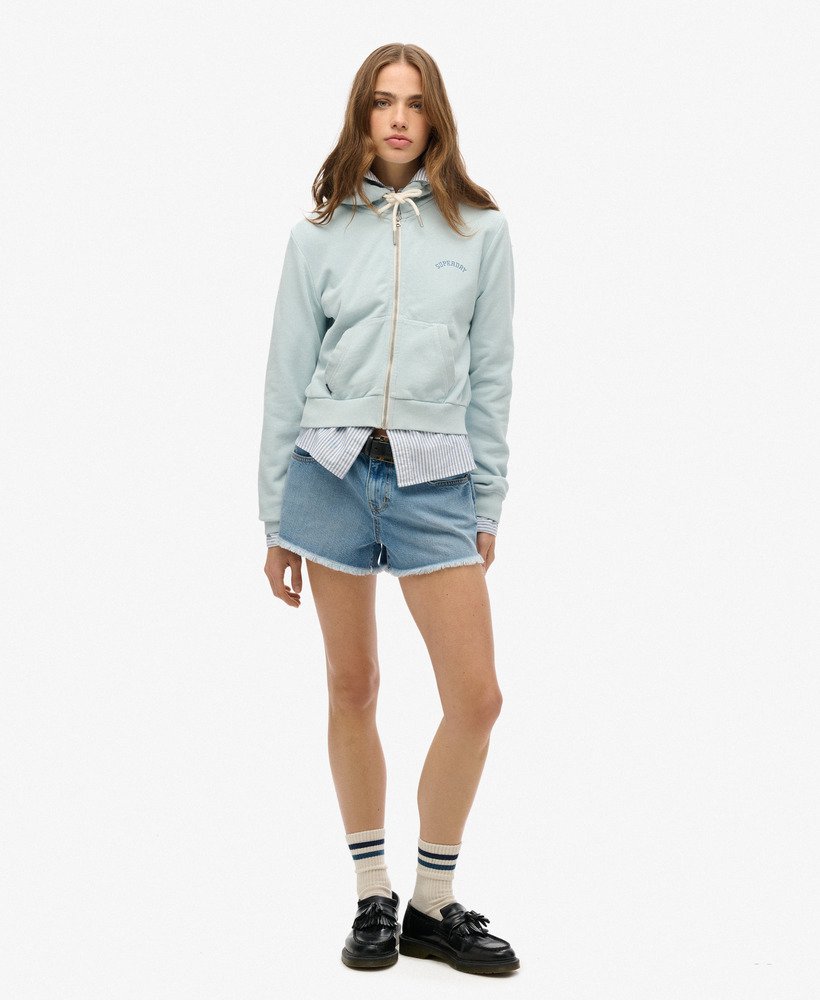 bluza z kapturem essential logo cropped zip w kolorze zimowego błękitu