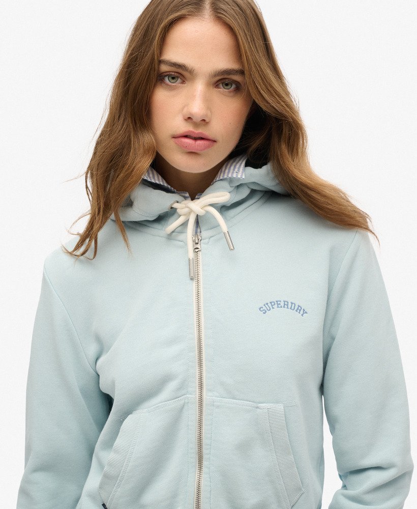 bluza z kapturem essential logo cropped zip w kolorze zimowego błękitu