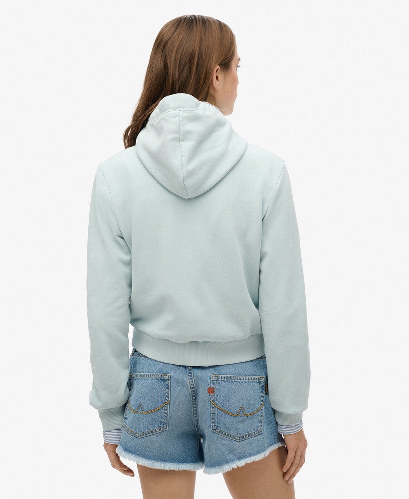 bluza z kapturem essential logo cropped zip w kolorze zimowego błękitu