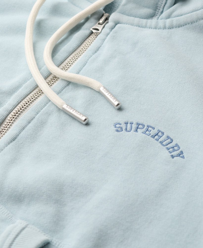 bluza z kapturem essential logo cropped zip w kolorze zimowego błękitu