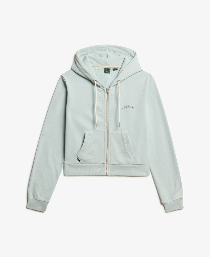 bluza z kapturem essential logo cropped zip w kolorze zimowego błękitu