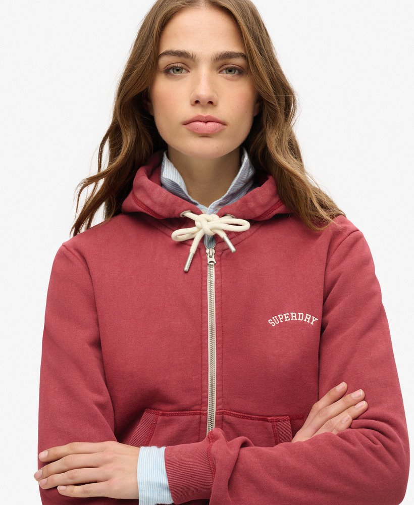 bluza z kapturem essential logo cropped zip w kolorze bordowo-czerwonym