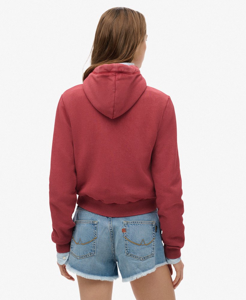 bluza z kapturem essential logo cropped zip w kolorze bordowo-czerwonym