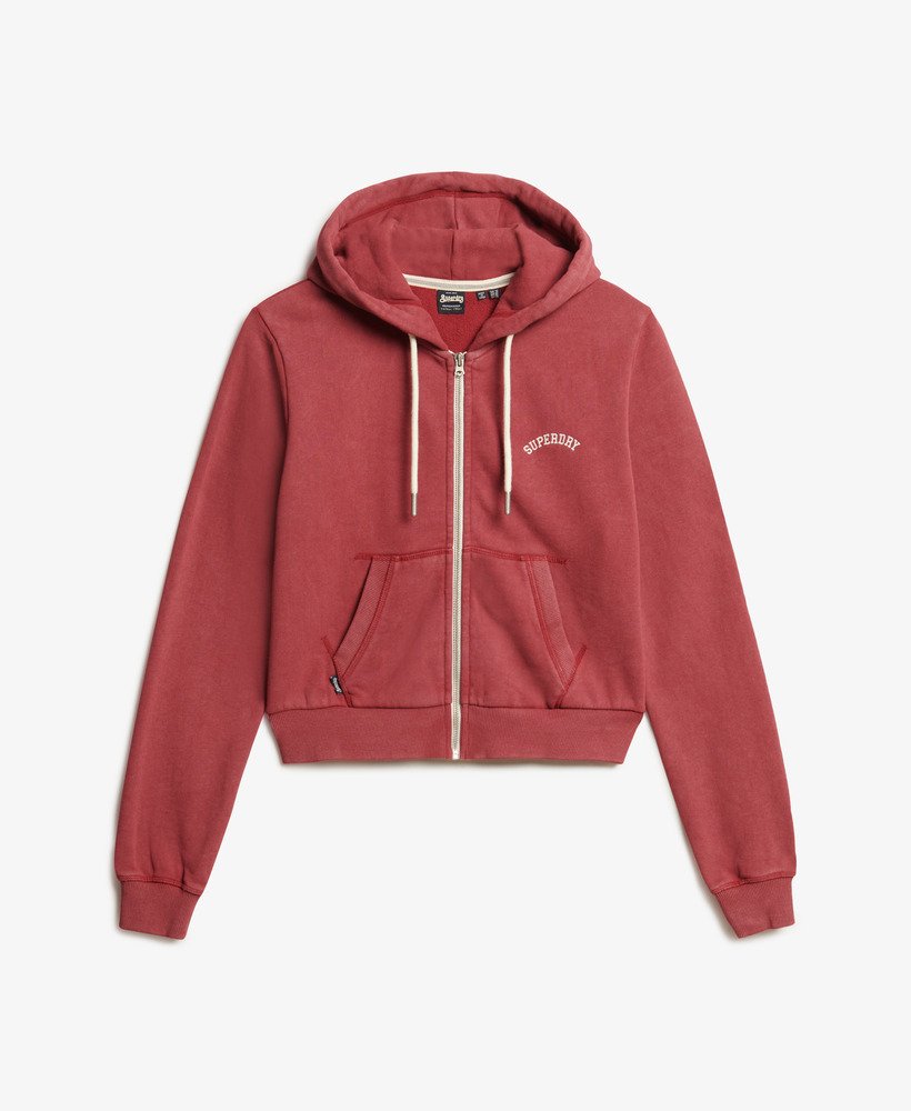 bluza z kapturem essential logo cropped zip w kolorze bordowo-czerwonym