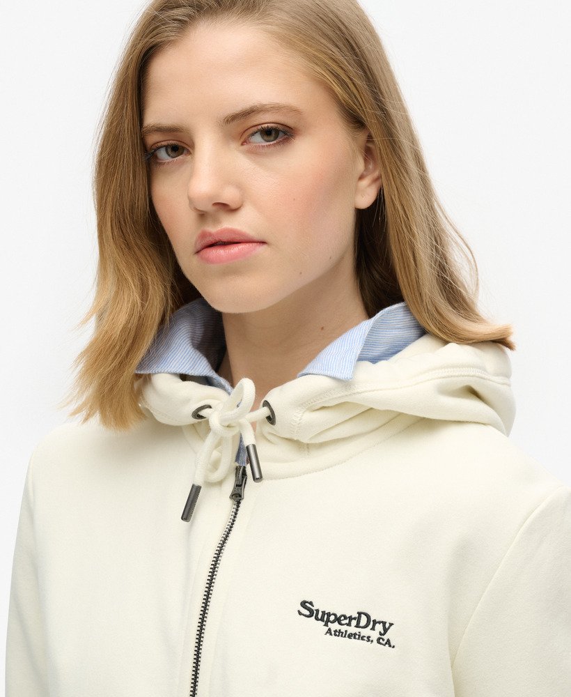 bluza z kapturem essential logo zapinana na zamek w kolorze off white