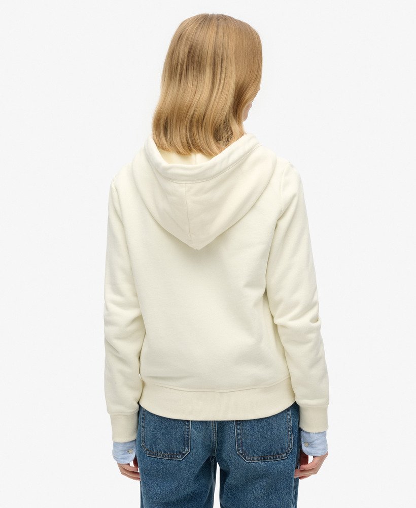 bluza z kapturem essential logo zapinana na zamek w kolorze off white