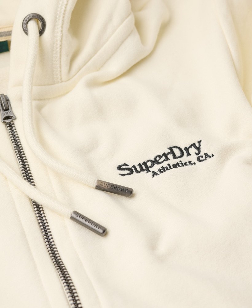 bluza z kapturem essential logo zapinana na zamek w kolorze off white