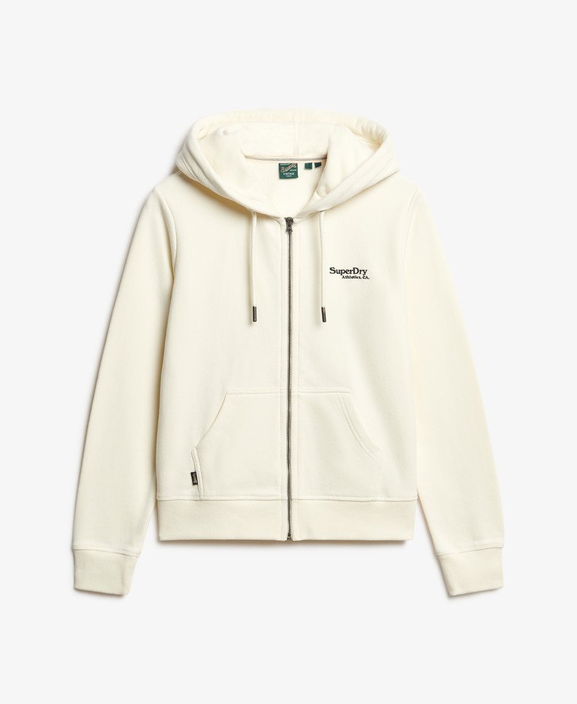bluza z kapturem essential logo zapinana na zamek w kolorze off white