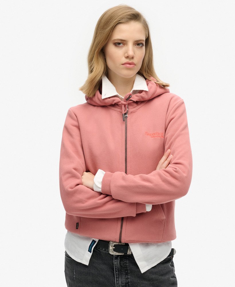 bluza z kapturem essential logo na zamek w kolorze ash rose