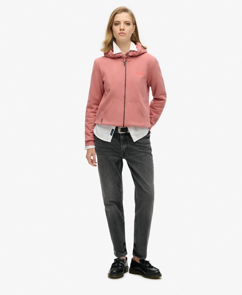 bluza z kapturem essential logo na zamek w kolorze ash rose