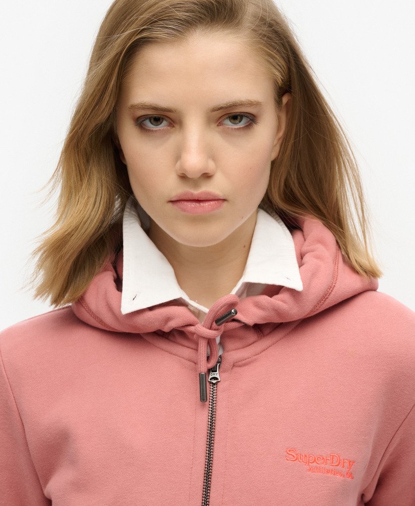 bluza z kapturem essential logo na zamek w kolorze ash rose