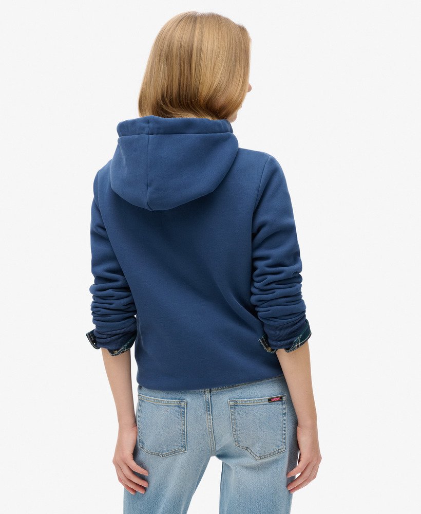 bluza z kapturem i zamkiem błyskawicznym luxe metallic logo w kolorze morskim sargasso