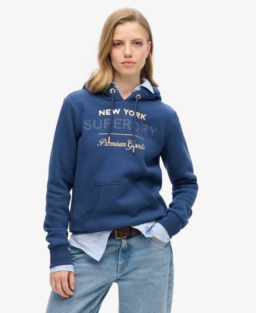 bluza z kapturem luxe metallic logo w kolorze sargasso sea blue