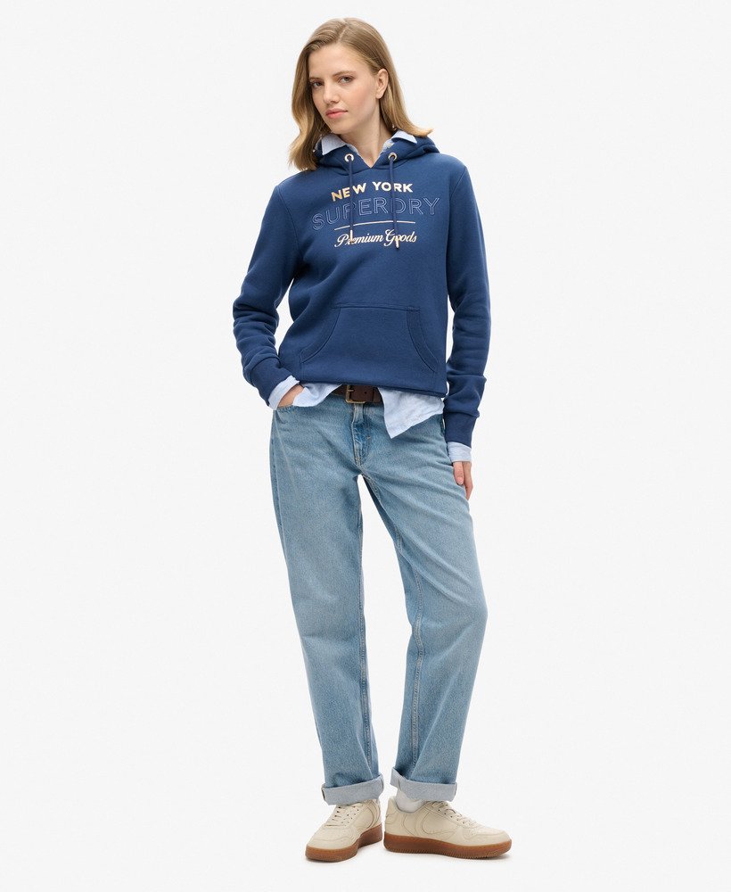 bluza z kapturem luxe metallic logo w kolorze sargasso sea blue