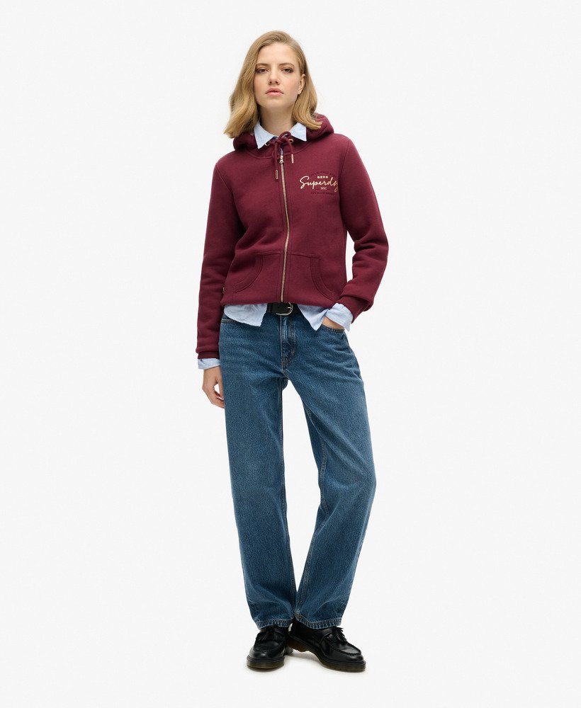 bluza z kapturem i metalicznym logo luxe w kolorze bordowym