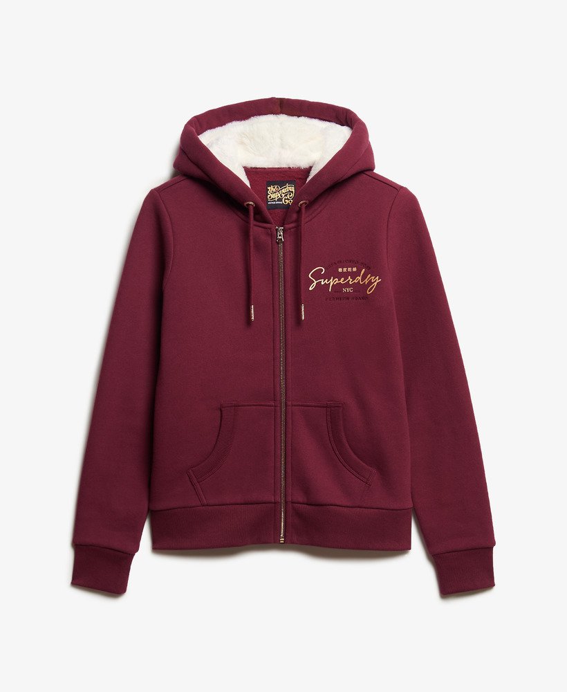 bluza z kapturem i metalicznym logo luxe w kolorze bordowym
