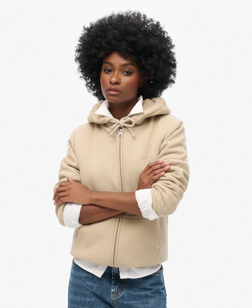 bluza z kapturem i podszewką borg w kolorze cobblestone grey