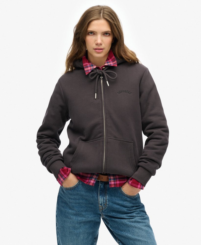 bluza z kapturem i podszewką borg w kolorze bison black