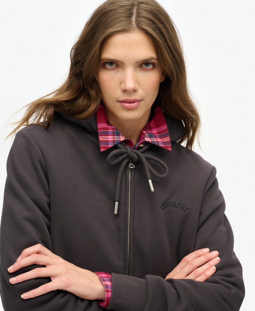 bluza z kapturem i podszewką borg w kolorze bison black