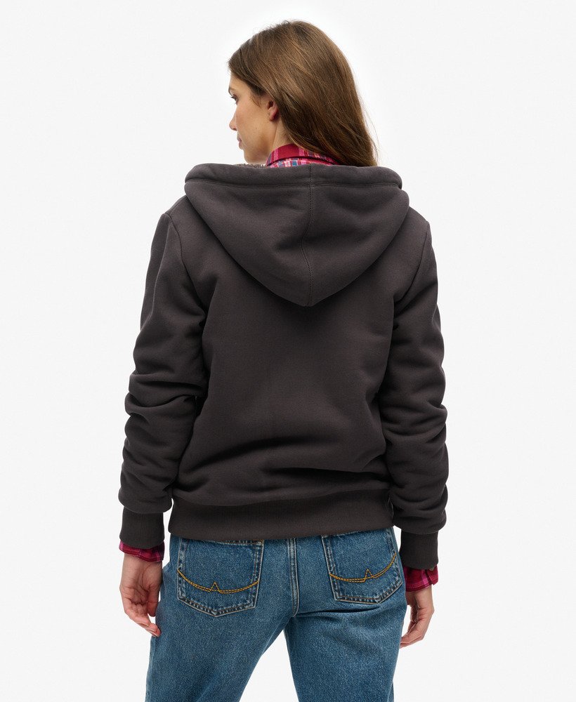 bluza z kapturem i podszewką borg w kolorze bison black