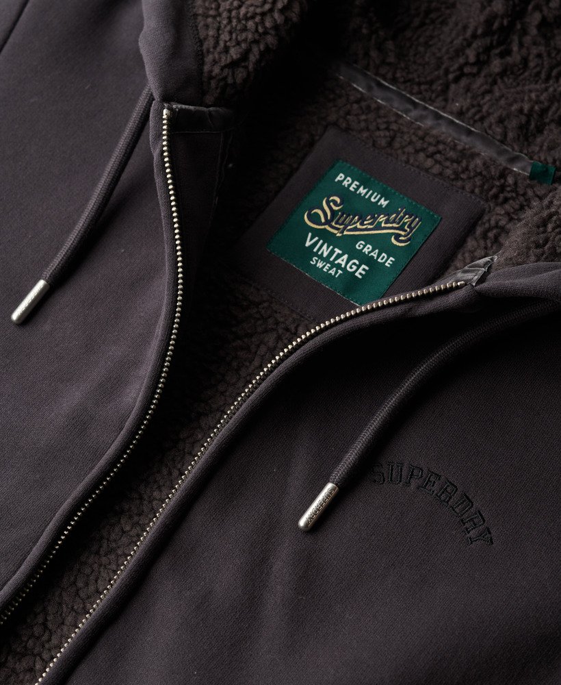 bluza z kapturem i podszewką borg w kolorze bison black