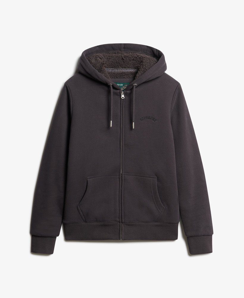 bluza z kapturem i podszewką borg w kolorze bison black