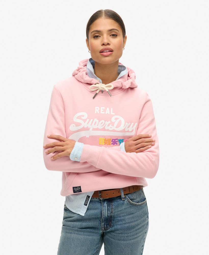 bluza z kapturem vintage logo pop w kolorze koralowym