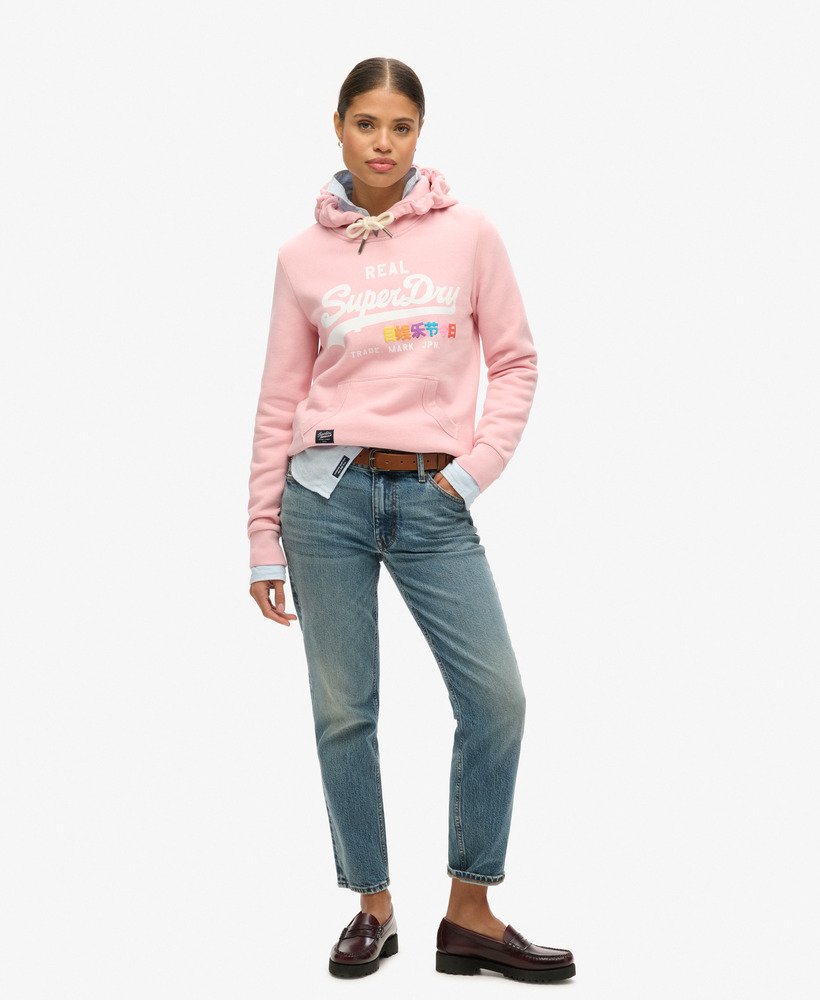 bluza z kapturem vintage logo pop w kolorze koralowym