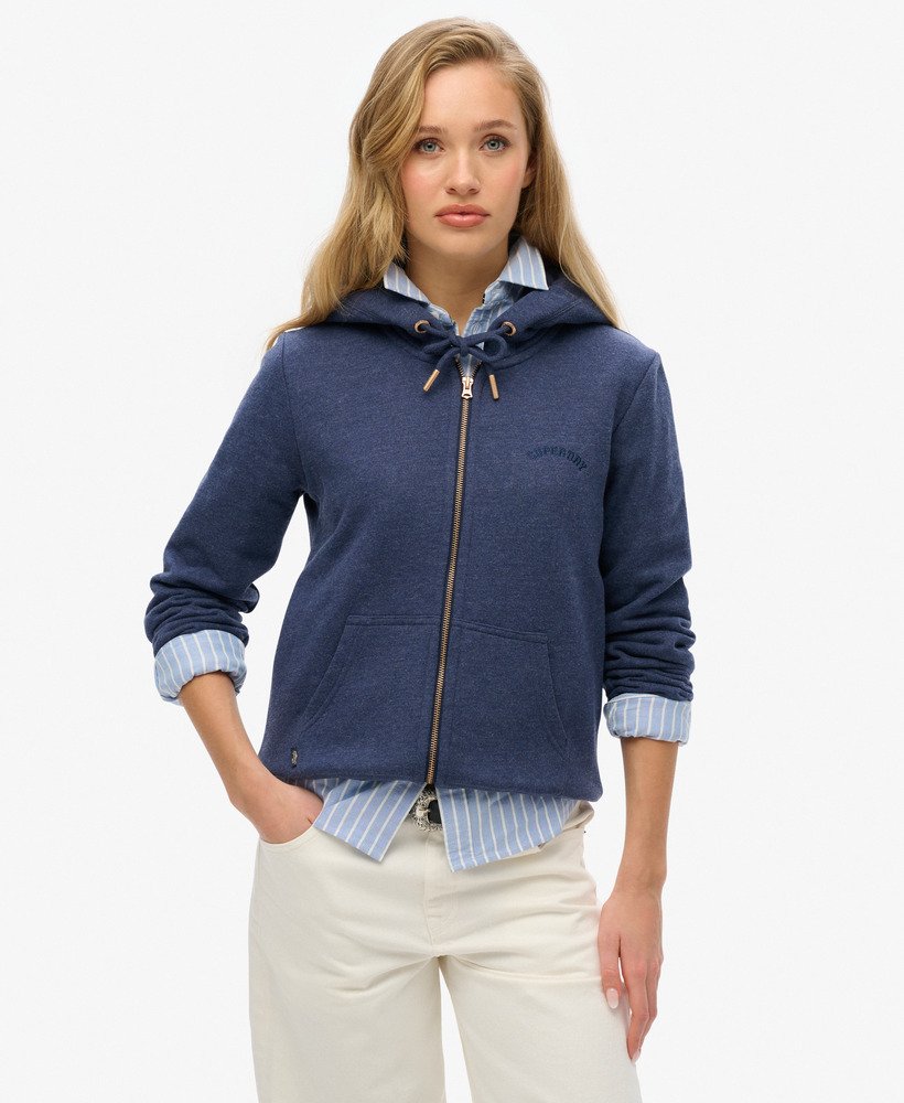bluza z kapturem essential logo na zamek w kolorze princedom blue marl