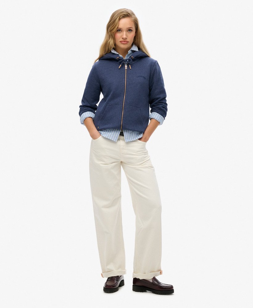 bluza z kapturem essential logo na zamek w kolorze princedom blue marl