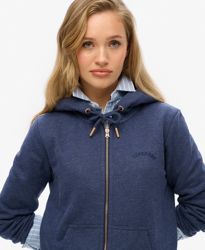 bluza z kapturem essential logo na zamek w kolorze princedom blue marl