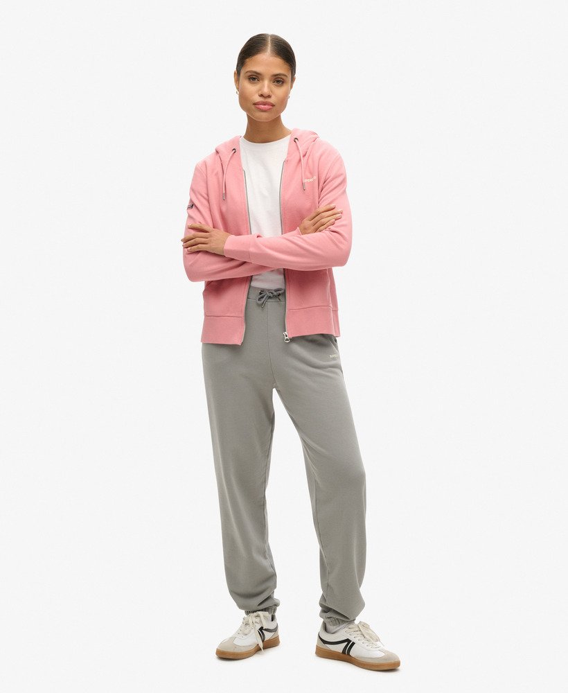 prosta bluza z kapturem zapinana na zamek w kolorze różowego dymu