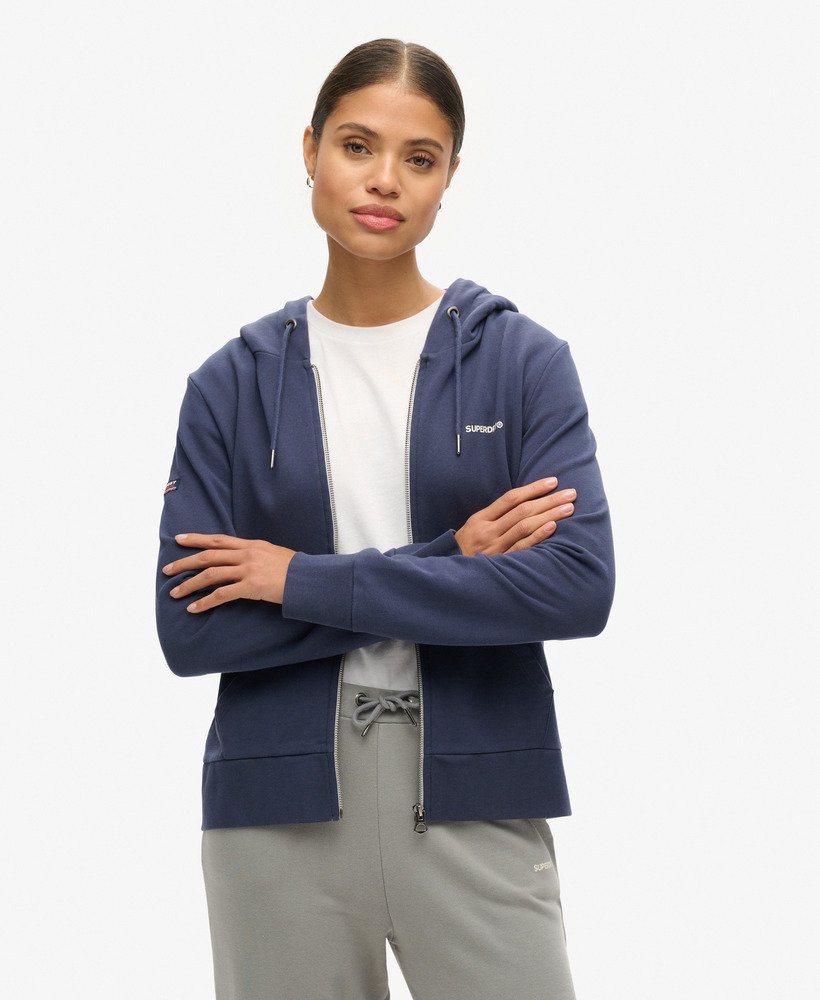 prosta bluza z kapturem zapinana na zamek w kolorze lauren navy