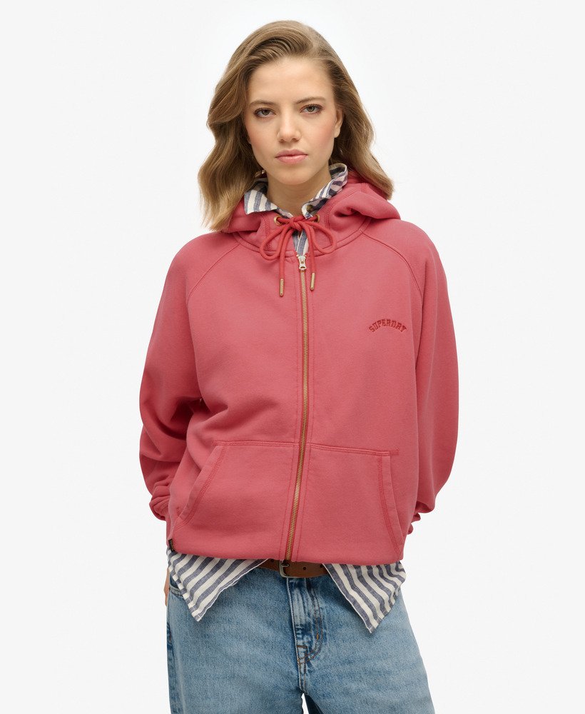 bluza z kapturem essential logo oversized raglan zip w kolorze holly berry red