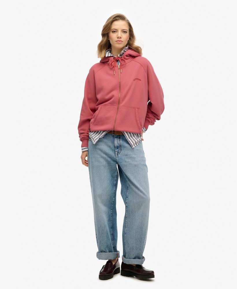 bluza z kapturem essential logo oversized raglan zip w kolorze holly berry red