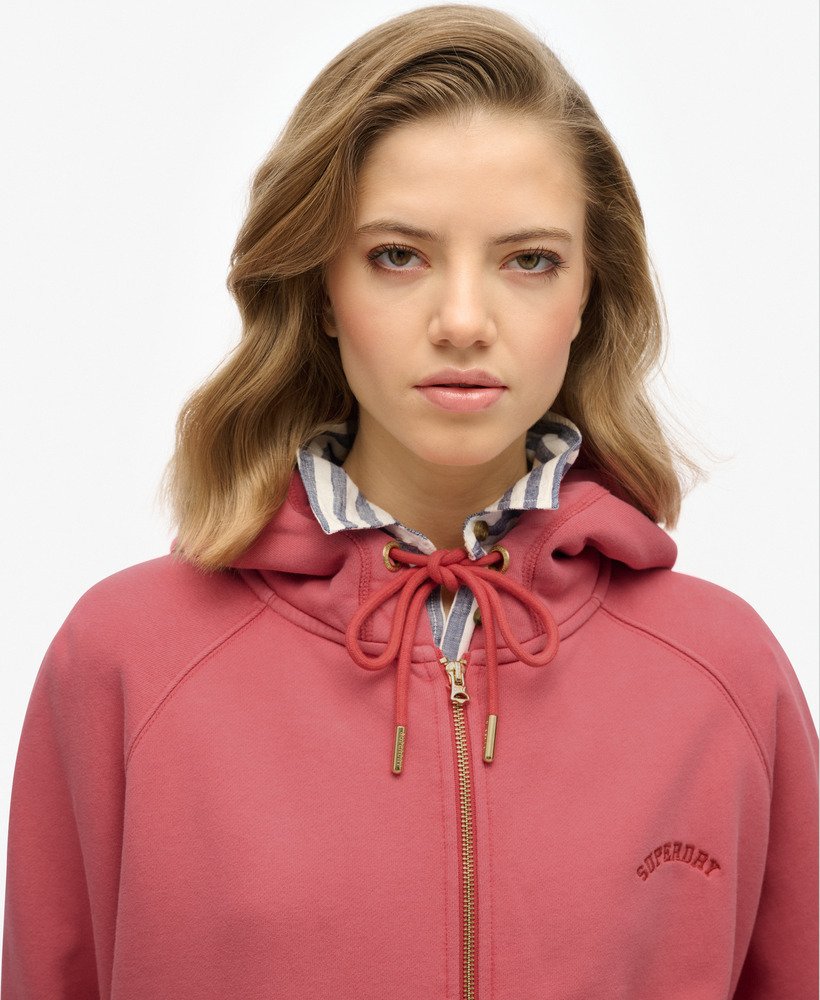 bluza z kapturem essential logo oversized raglan zip w kolorze holly berry red