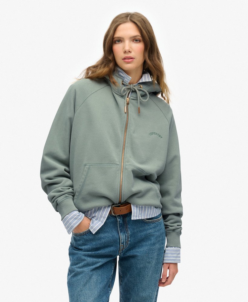 bluza z kapturem essential logo oversized raglan zip w kolorze lily pad green