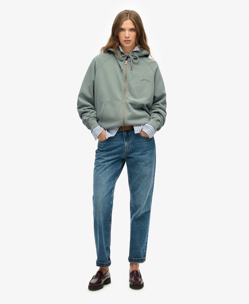 bluza z kapturem essential logo oversized raglan zip w kolorze lily pad green