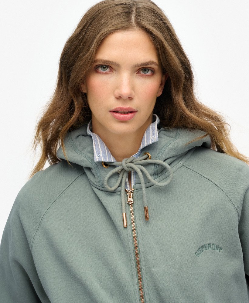 bluza z kapturem essential logo oversized raglan zip w kolorze lily pad green